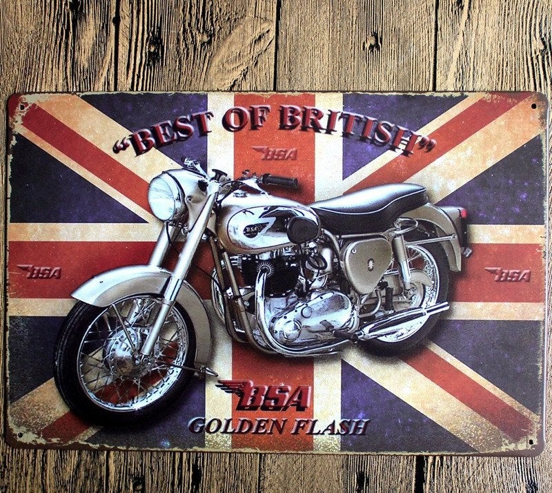 BSA Motor Vintage Metalen Bord Plaat Oud Reclame Retro, Huis en Inrichting, Verzenden, Nieuw, Wandbord of Wandpaneel