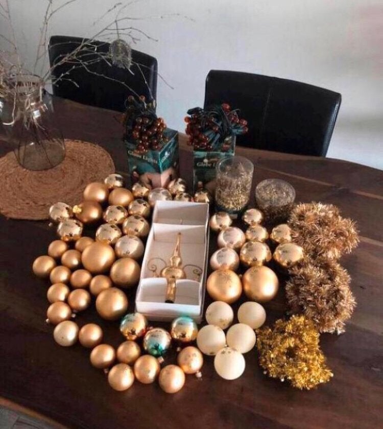💝 Vintage GOUD kerstboomversiering kerstverlichting, Diversen, Kerst, Ophalen, Zo goed als nieuw