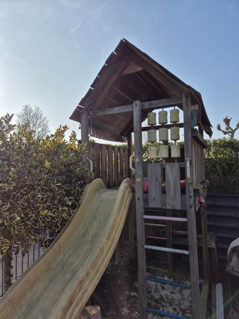 Speelhuis glijbaan zandbak, Ophalen, Gebruikt, Hout