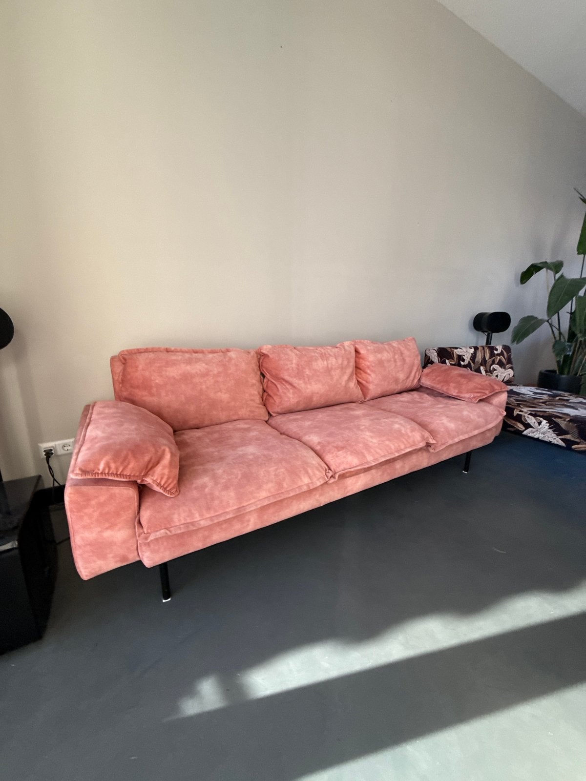 Hkliving Retro sofa roze 3 zits bank, Ophalen, Gebruikt, Driepersoons, 75 tot 100 cm
