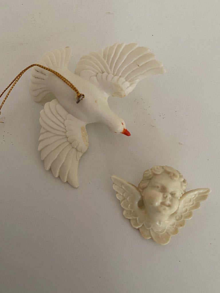 Vintage Kerst vliegende Duif en Engel kopje, Diversen, Ophalen of Verzenden, Gebruikt