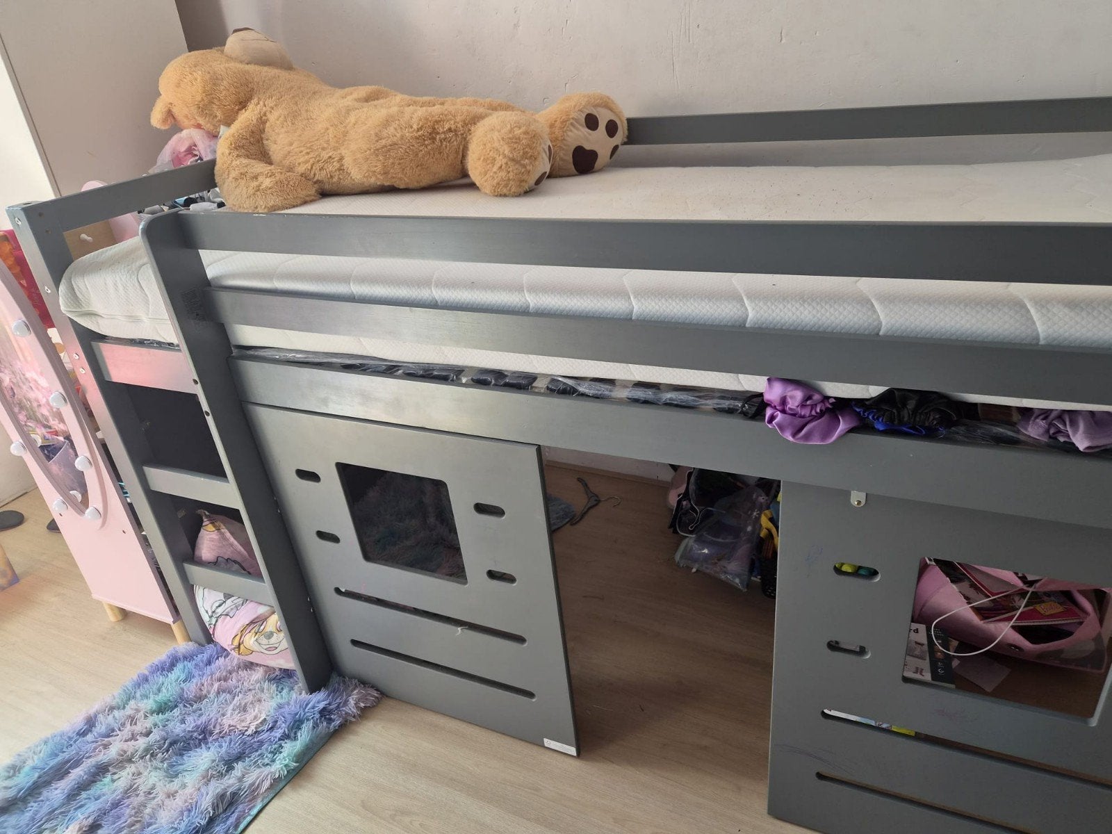 Kinderbed Leenbakker - Grijs halfhoogslaper, Ophalen of Verzenden