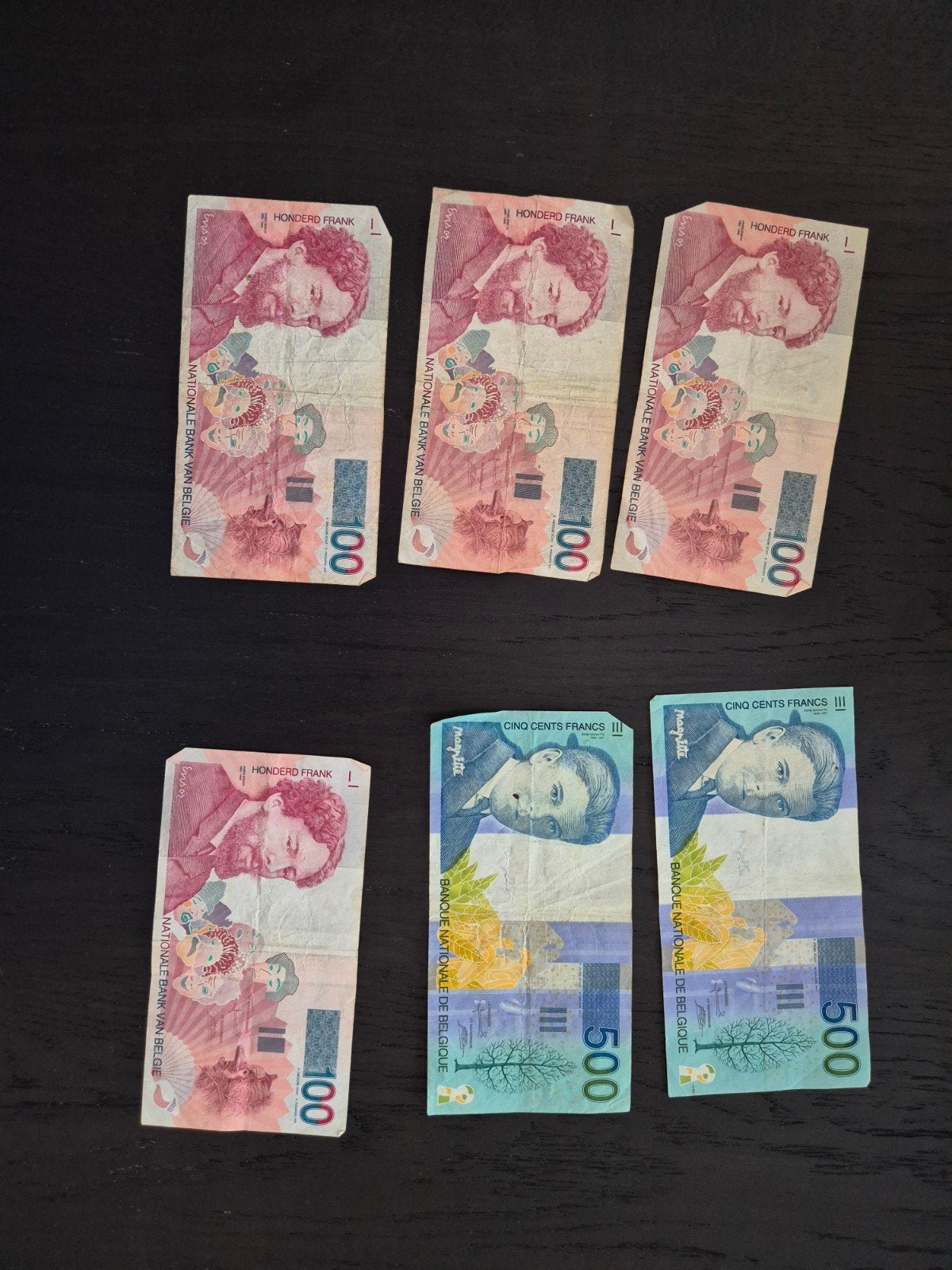 Oude Belgische Frank biljetten - 100 en 500 Frank, Ophalen of Verzenden, Setje