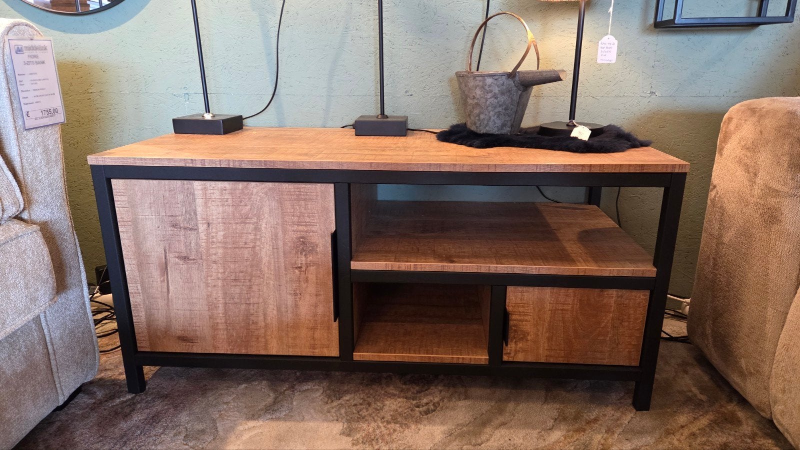 Tv dressoir 106cm lamulux, kleur teak, Ophalen, 25 tot 50 cm, Minder dan 100 cm