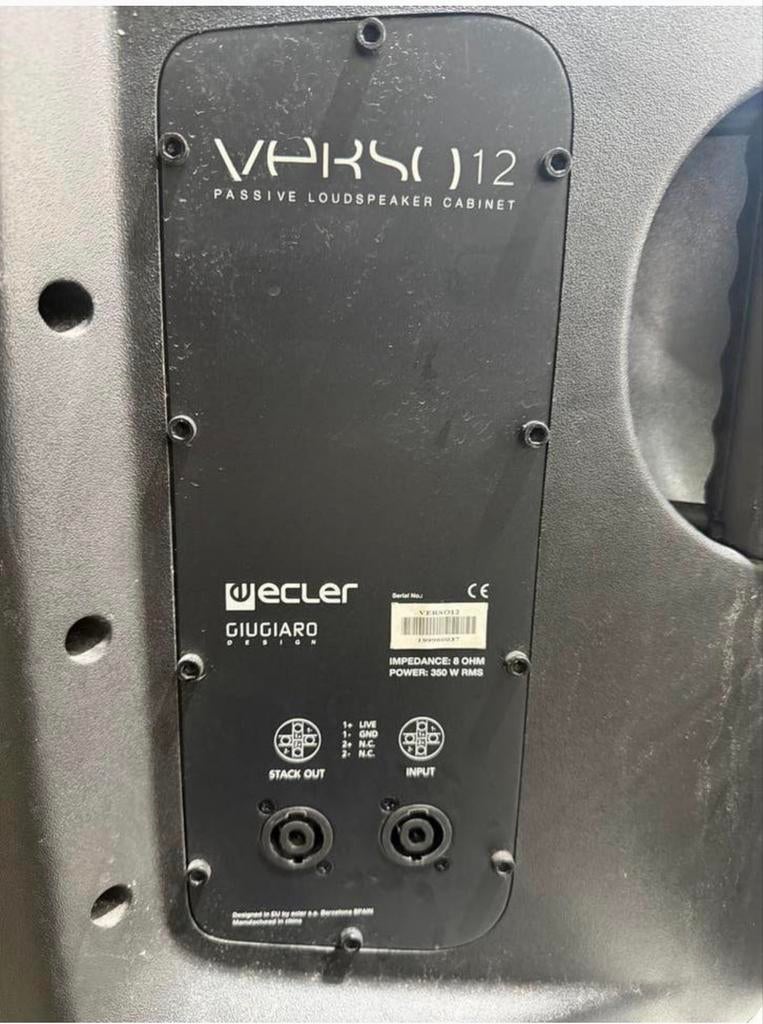 Ecler Verso 12 Passieve Luidspreker - 350W RMS, Gebruikt, 120 watt of meer, Front, Rear of Stereo speakers, Ophalen