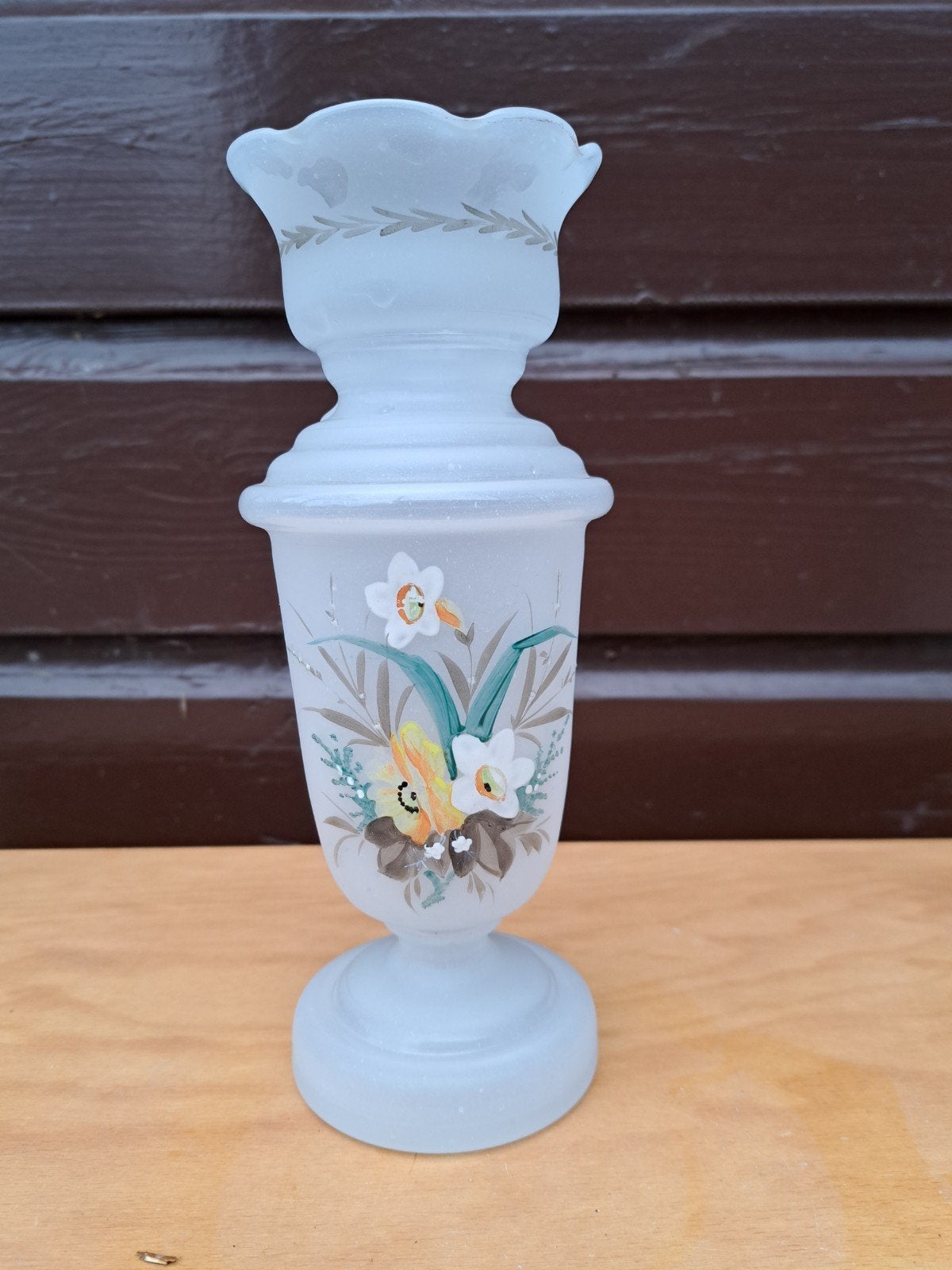 Vintage glazen vaas met handgeschilderde bloemen

Elegante v, Ophalen of Verzenden