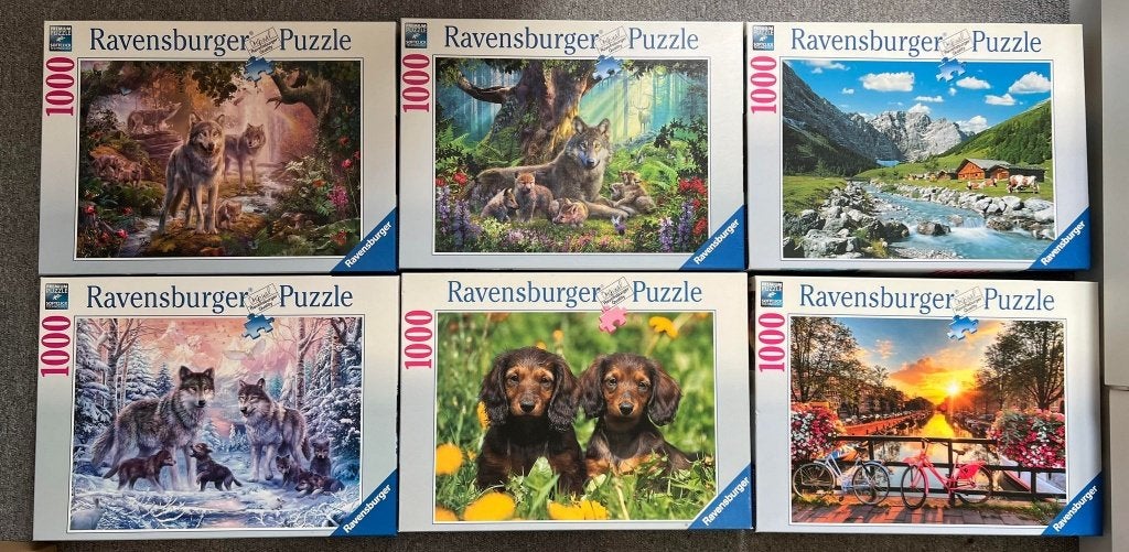 Ravensburger puzzels 6 stuks, Ophalen, 500 t/m 1500 stukjes, Zo goed als nieuw, Legpuzzel