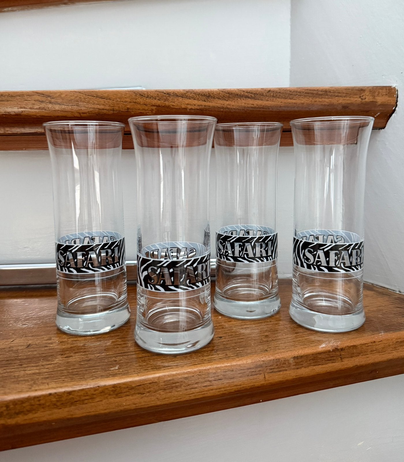 4x Safari longdrink glas, Ophalen of Verzenden, Zo goed als nieuw, Borrel- of Shotglas