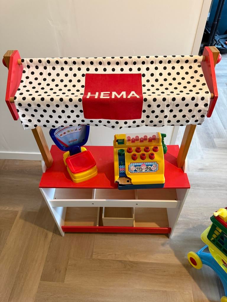 Hema speelgoed winkel /met kassa, winkelwagen en accessoires, Ophalen of Verzenden, Zo goed als nieuw