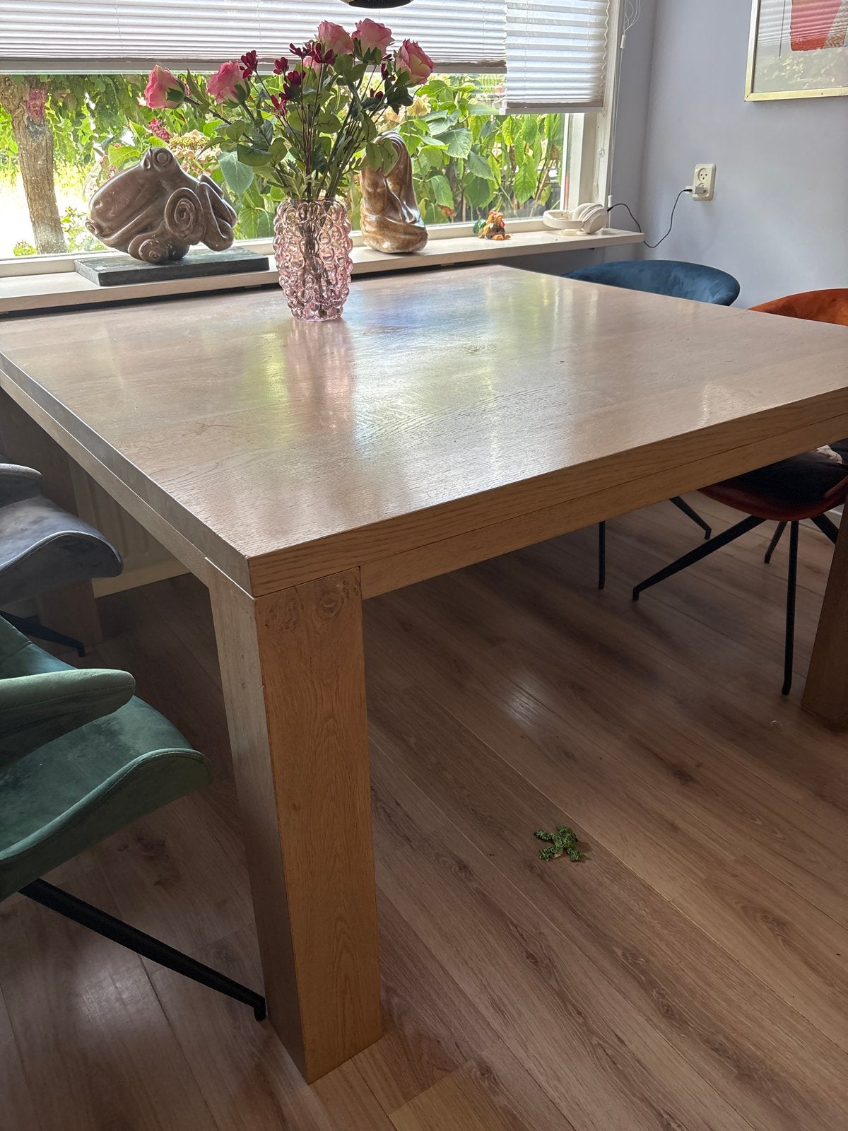 Massief houten vierkante tafel 140x140 cm, Huis en Inrichting, Tafels | Eettafels, Ophalen, Gebruikt, Vierkant, Vijf personen of meer