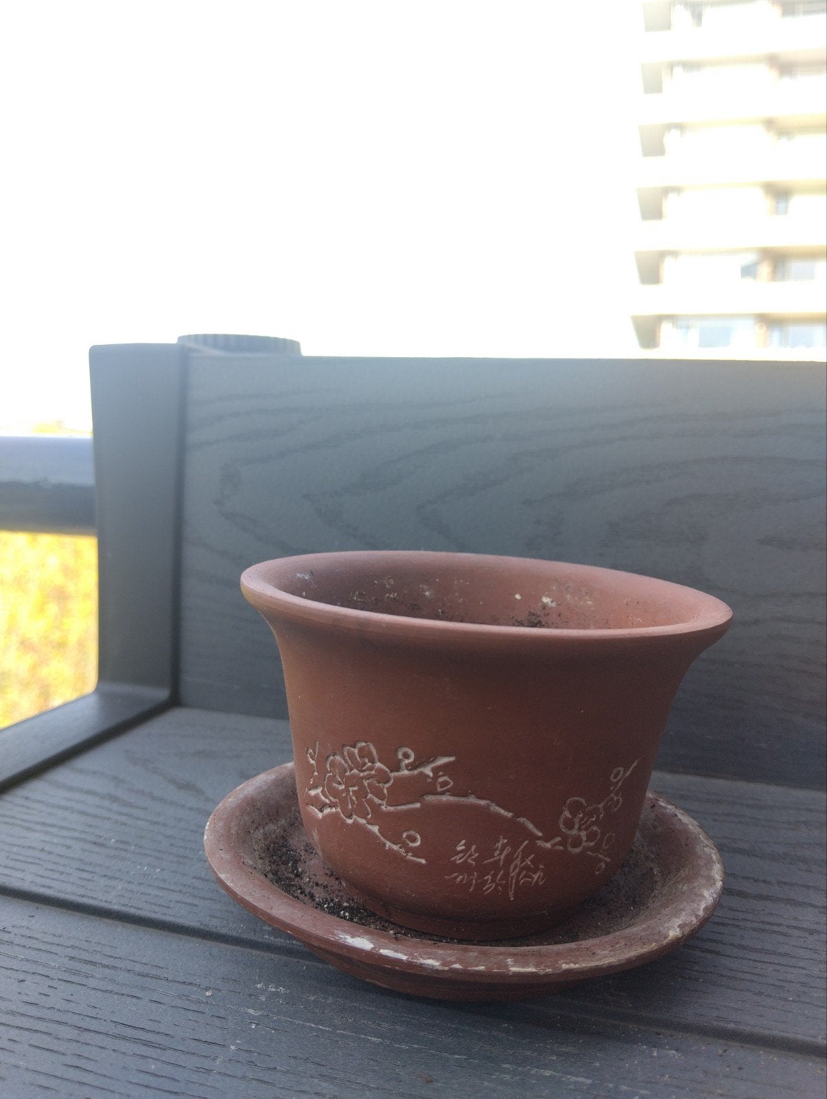 Bonsai bloempot met schotel - Aardewerk, Ophalen, Gebruikt, Balkon, Overige vormen