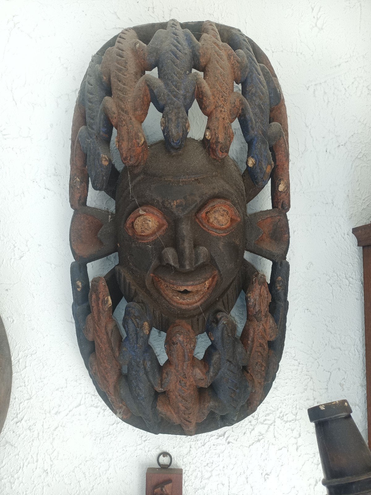 60 cm Unieke Grote Afrikaanse Maskers - Handgesneden Hout, Hout, Afrika, Masker, Ophalen of Verzenden