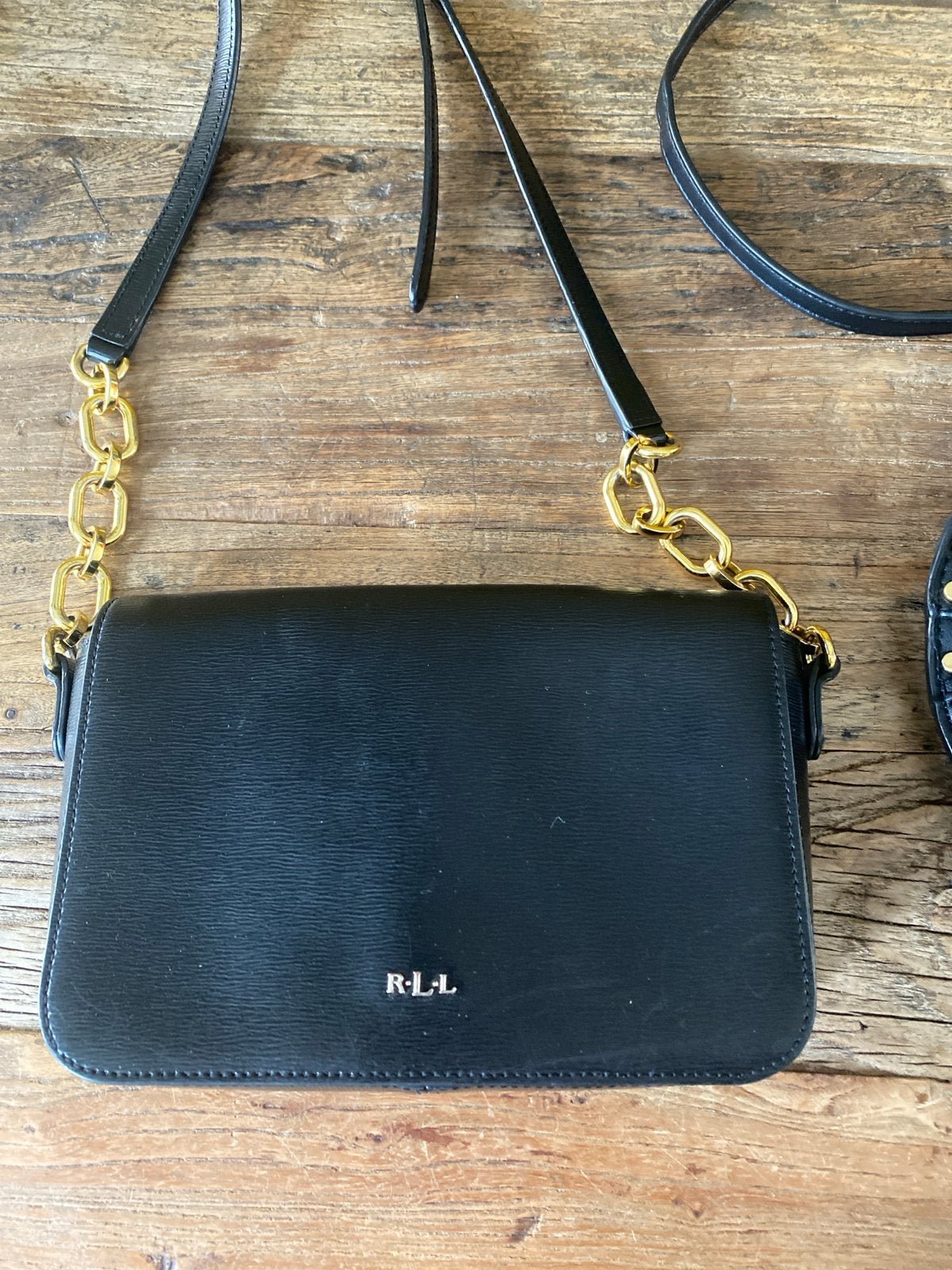 Ralph Lauren RLL Zwart Schoudertasje met Gouden Details, Sieraden, Tassen en Uiterlijk, Tassen | Damestassen, Ophalen of Verzenden