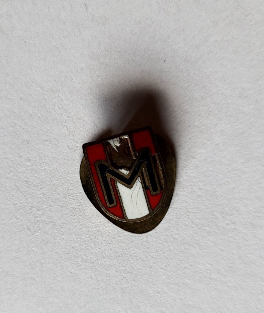 M emaille knoop Dordrecht, Verzamelen, Gebruikt, Niet vindbaar, Niet vindbaar, Speldje of Pin