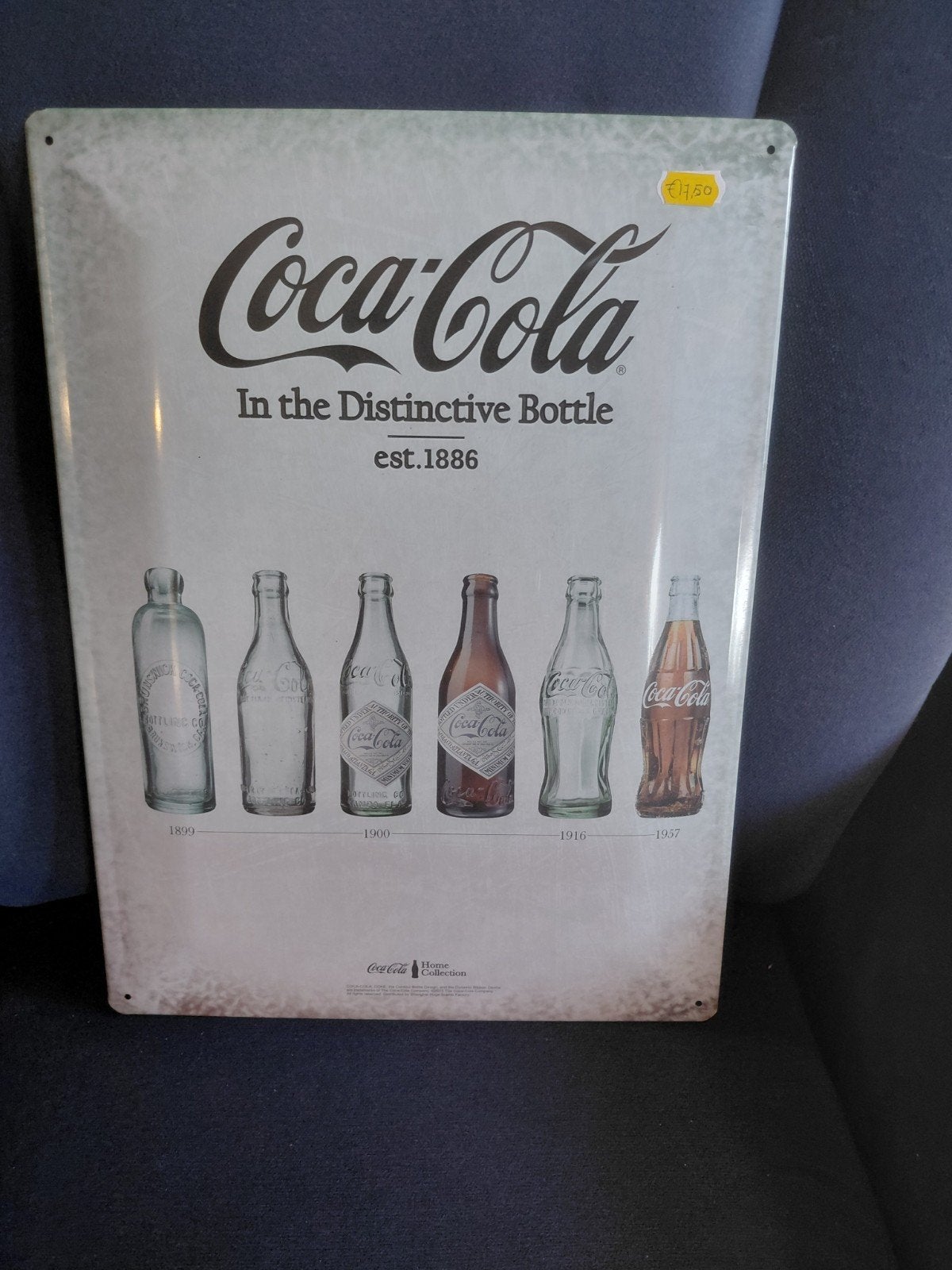 Vintage Coca-Cola Reclamebord - Flessen Evolutie, Ophalen of Verzenden
