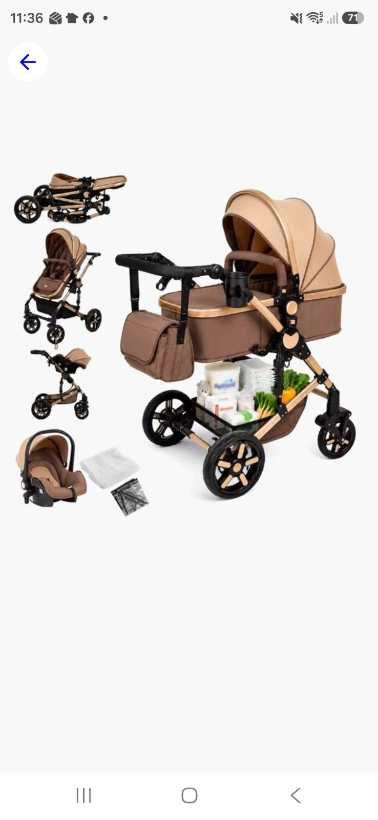 Yazoco 3-in-1 Kinderwagen met Accessoires, Kinderen en Baby's, Kinderwagens en Combinaties, Gebruikt, Combiwagen, Verstelbare duwstang
