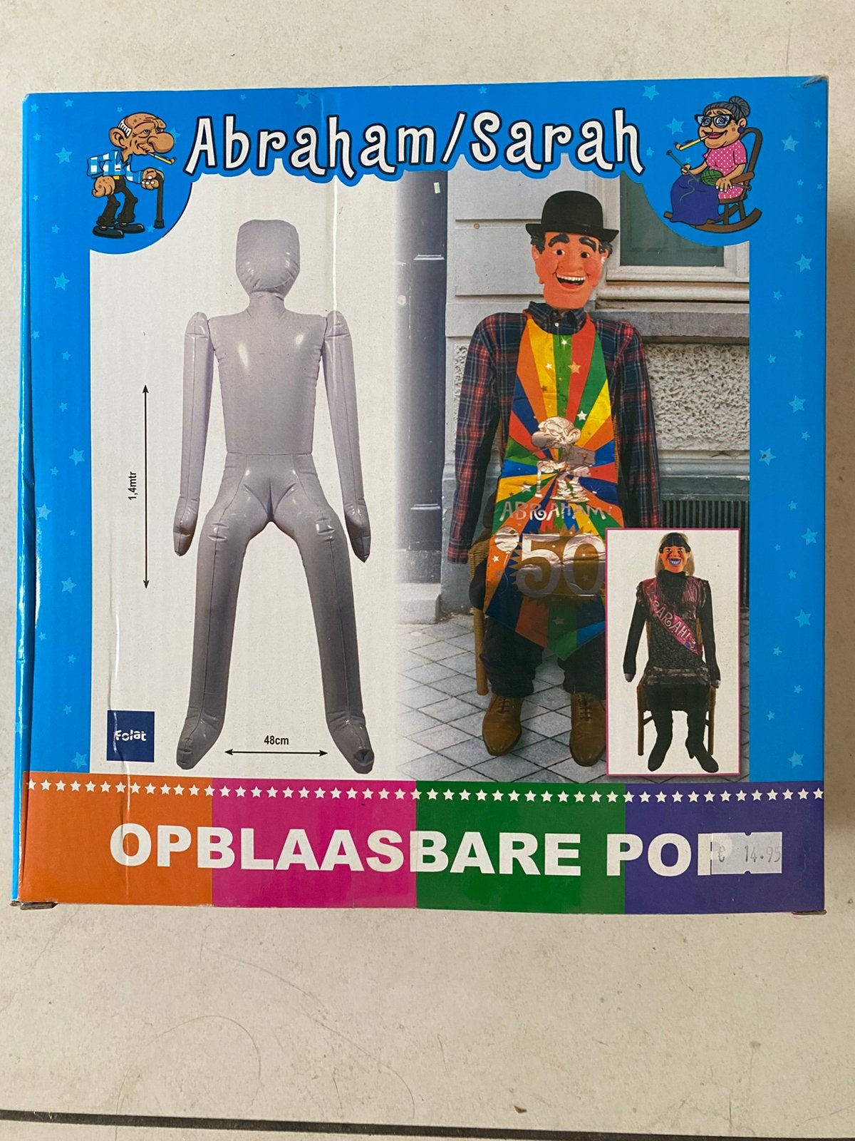 Sarah/anraham opblaasbaar, Hobby en Vrije tijd, Feestartikelen, Ophalen of Verzenden, Zo goed als nieuw, Abraham of Sarah