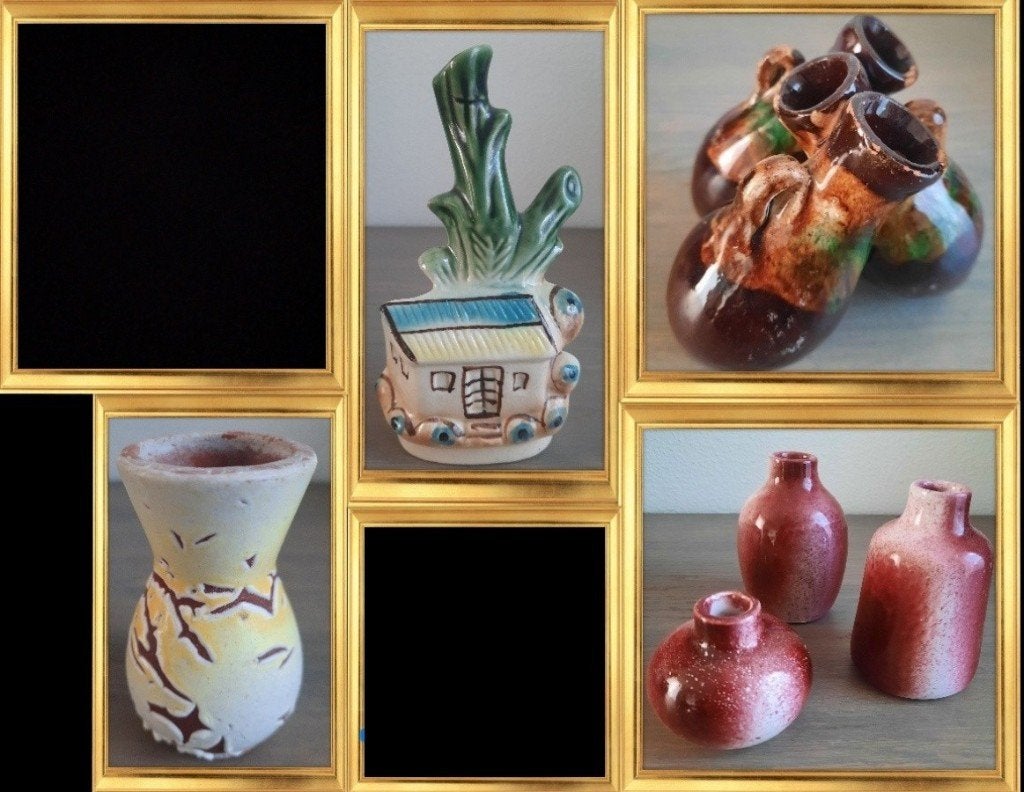 10 kleine verschillende vaasjes, Ophalen of Verzenden, Matte afwerking, Overige kleuren