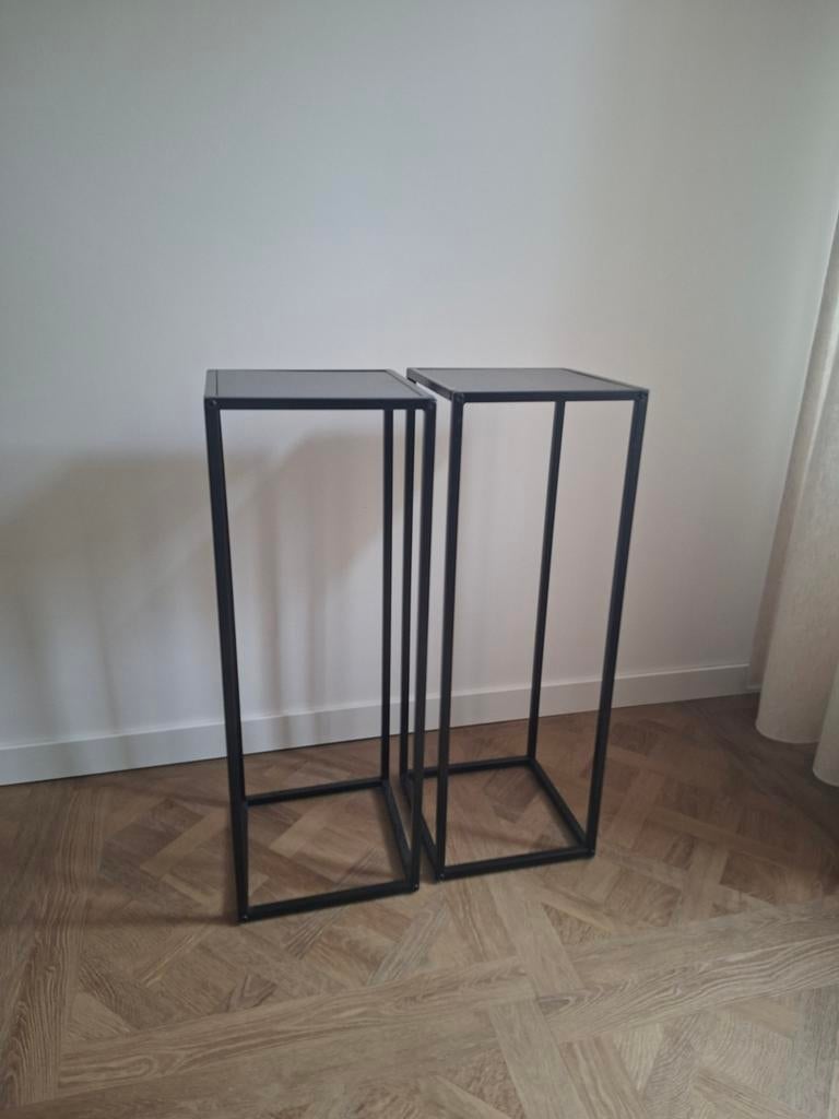 Set van 2 zwarte metalen plantenstandaards - Action, Huis en Inrichting, Woonaccessoires | Overige, Ophalen