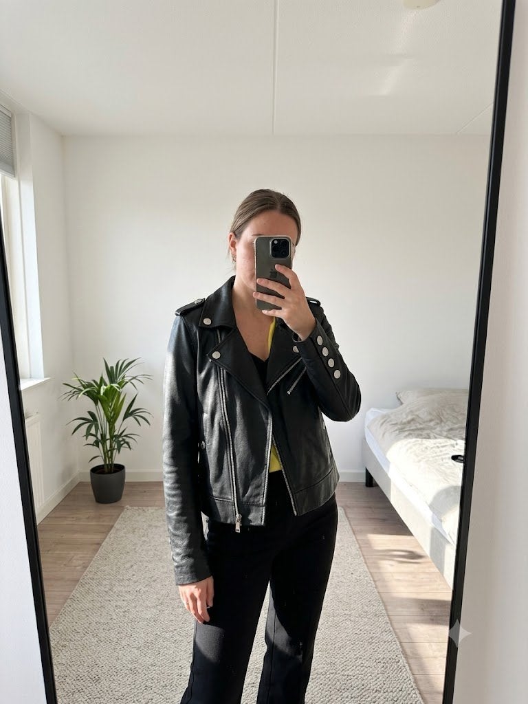 Nikkie by Kate Moss Leren Bikerjack Maat 34, Ophalen of Verzenden, Gedragen, Maat 34 (XS) of kleiner, Zwart