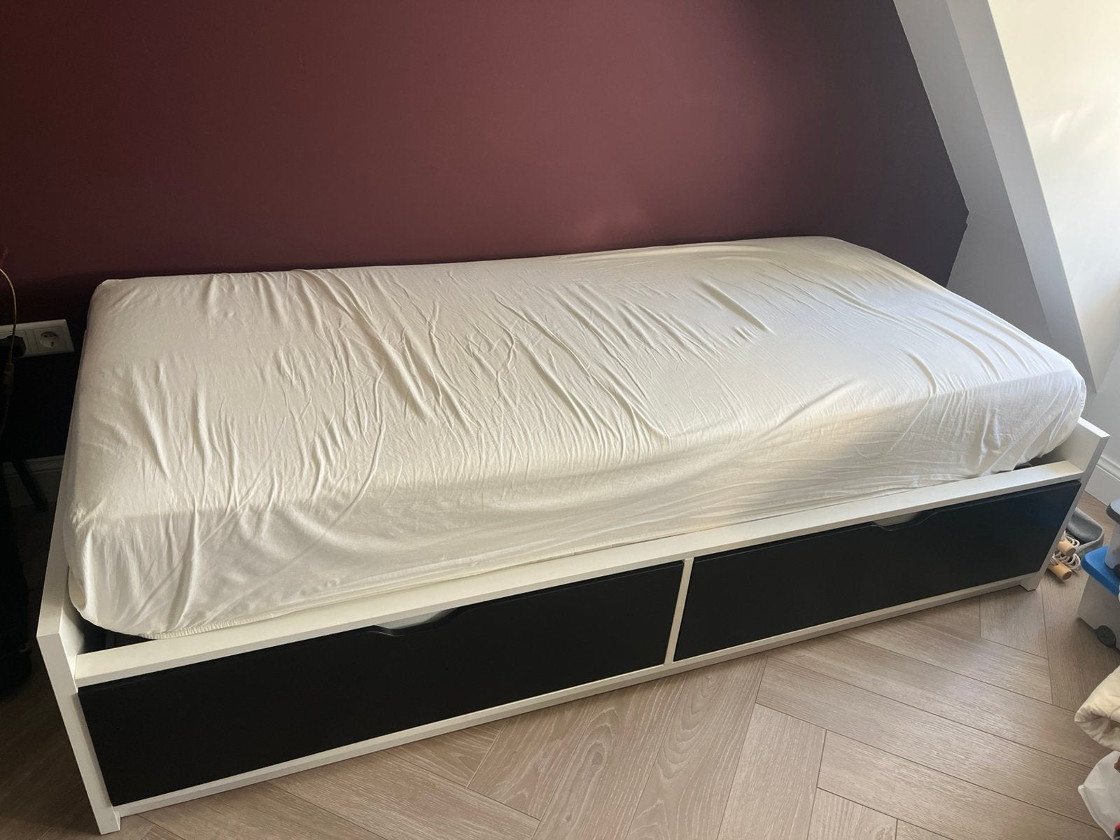 1 persoonsbed incl dik matras, Ophalen, Gebruikt, 90 cm, Eenpersoons