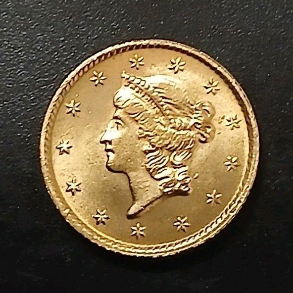 1852 Coronet Liberty Head Goud vergulding naslag USA Dollar, Postzegels en Munten, Verzenden, Noord-Amerika, Losse munt, Goud