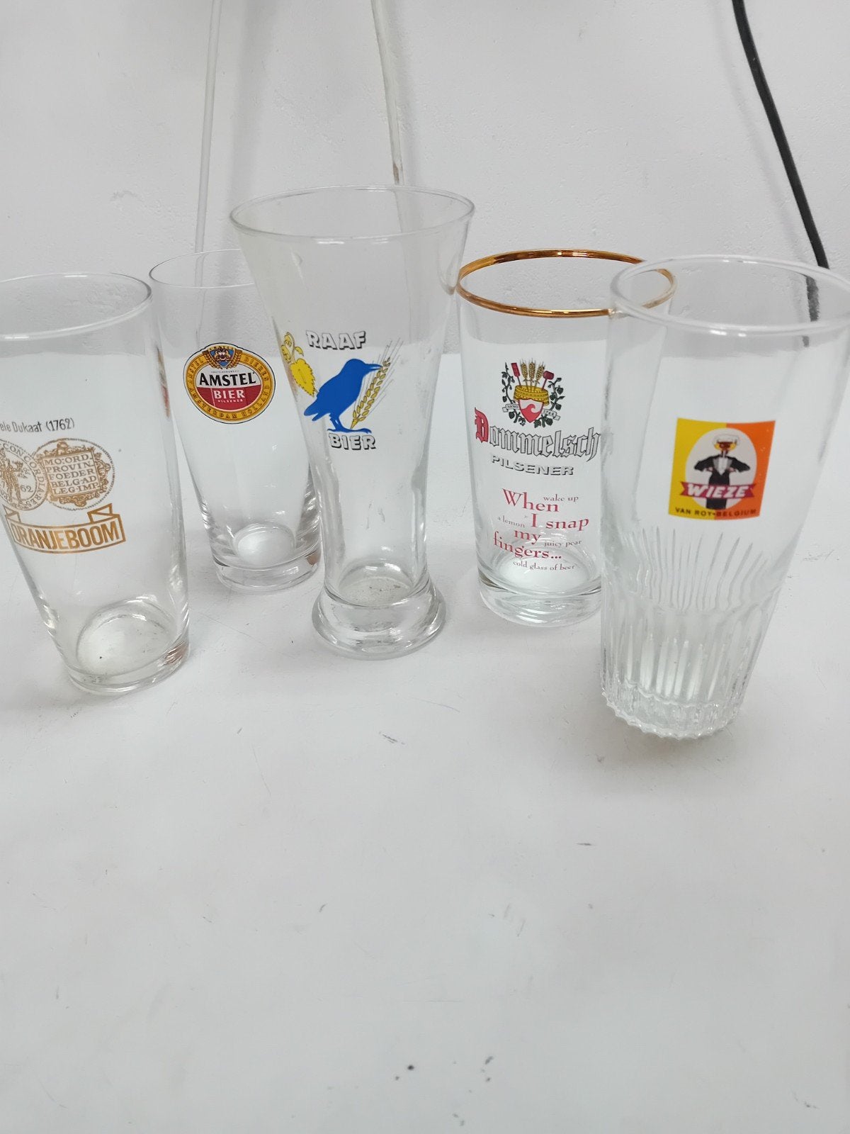 5 reclame bierglazen., Ophalen of Verzenden, Zo goed als nieuw, Glas of Glazen, Overige merken