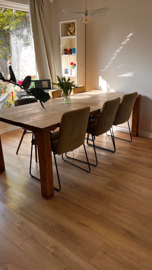 Eettafel massief hout, Huis en Inrichting, Tafels | Eettafels, Zo goed als nieuw, 50 tot 100 cm, 200 cm of meer, Rechthoekig, Ophalen