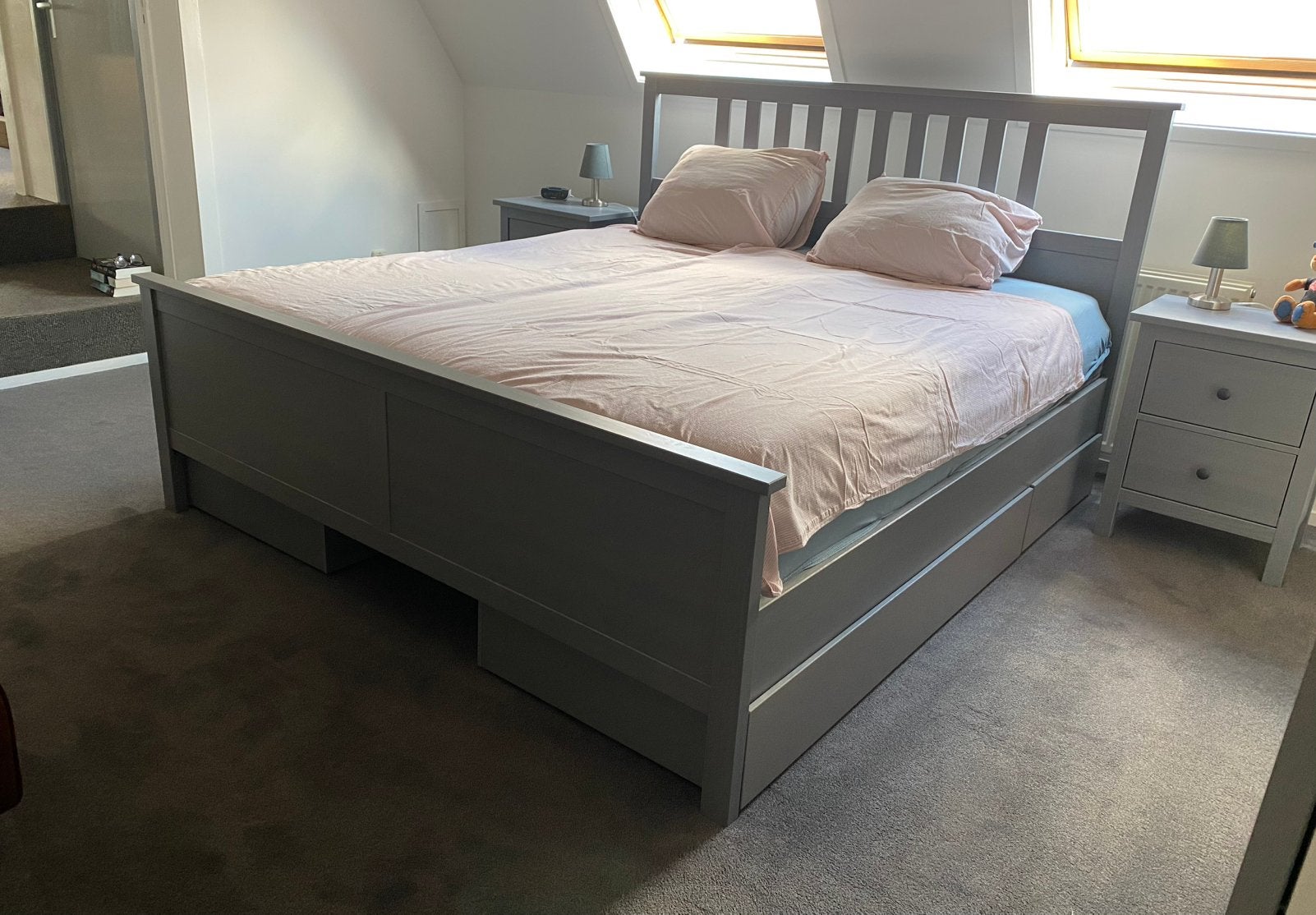 HEMNES IKEA bed, Ophalen, Tweepersoons, Zo goed als nieuw, 180 cm