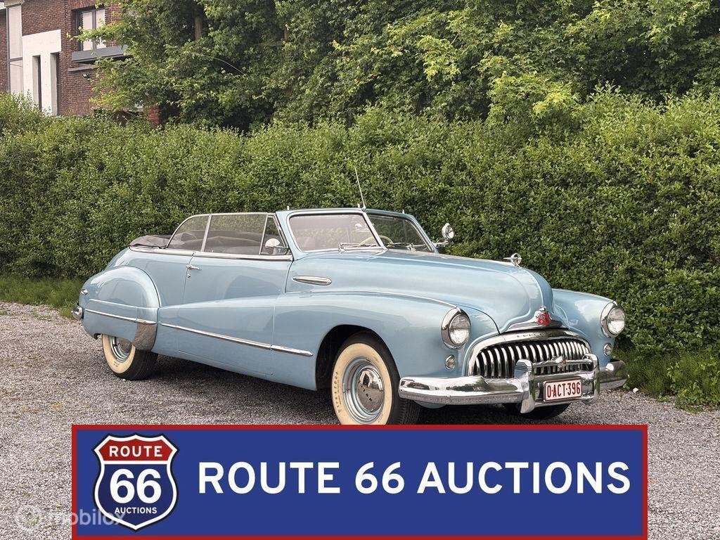 Buick Eight Cabriolet | 1947 | Route 66 Auctions, Auto's, Oldtimers, Overige carrosserieën, Zwart, Bedrijf, Handgeschakeld