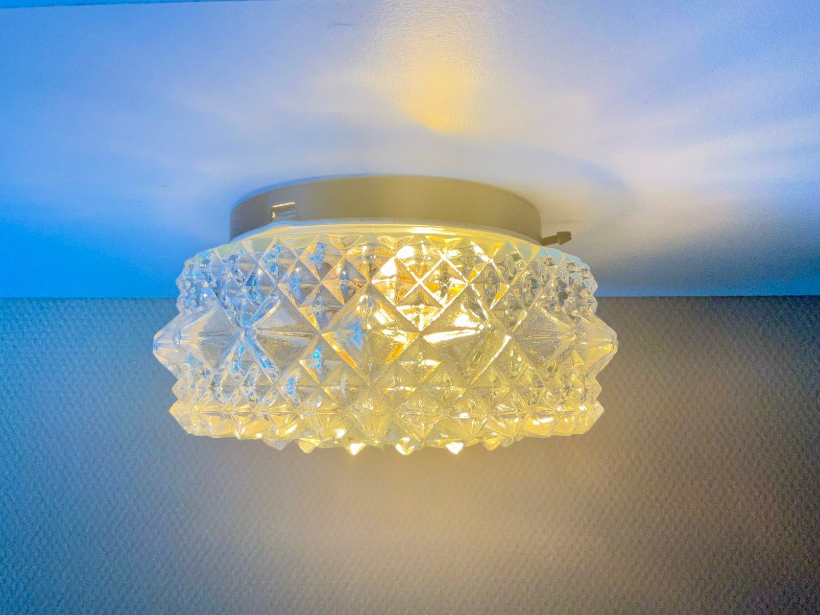 Prachtige plafondlamp helder geslepen glas, Ophalen of Verzenden, Gebruikt, Glas