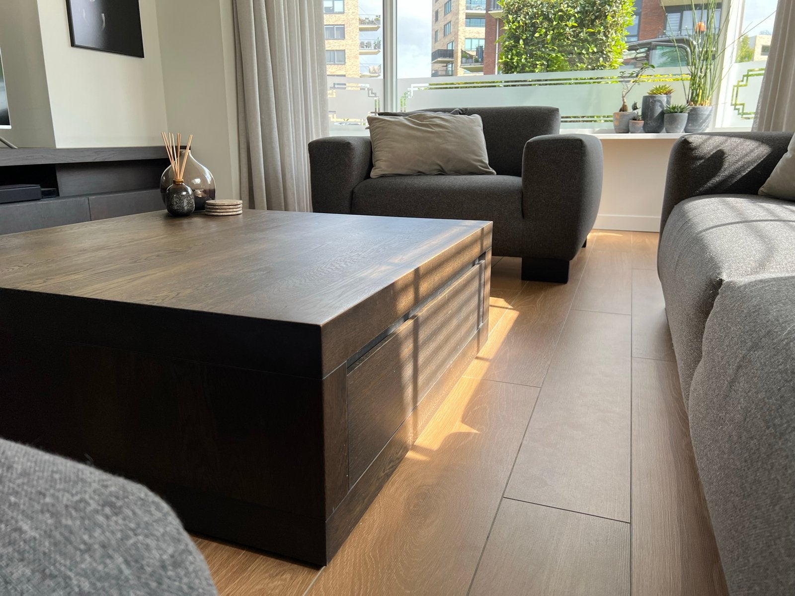 Goossens eiken salontafel, Huis en Inrichting, Tafels | Salontafels, Ophalen, Zo goed als nieuw, 5 – 50, 100 tot 150 cm