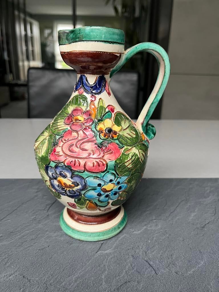 Mooi vintage italiaans majolica kannetje, Ophalen of Verzenden