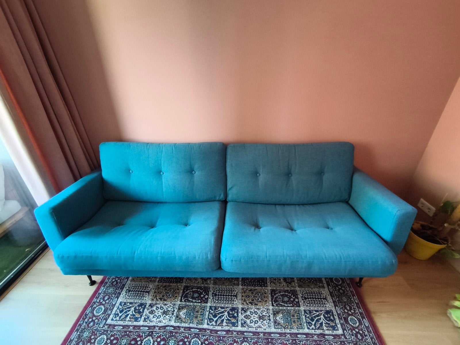 Bank Turquoise 3/4 personen, Ophalen, Gebruikt, Modern, Kleurrijk, Driepersoons