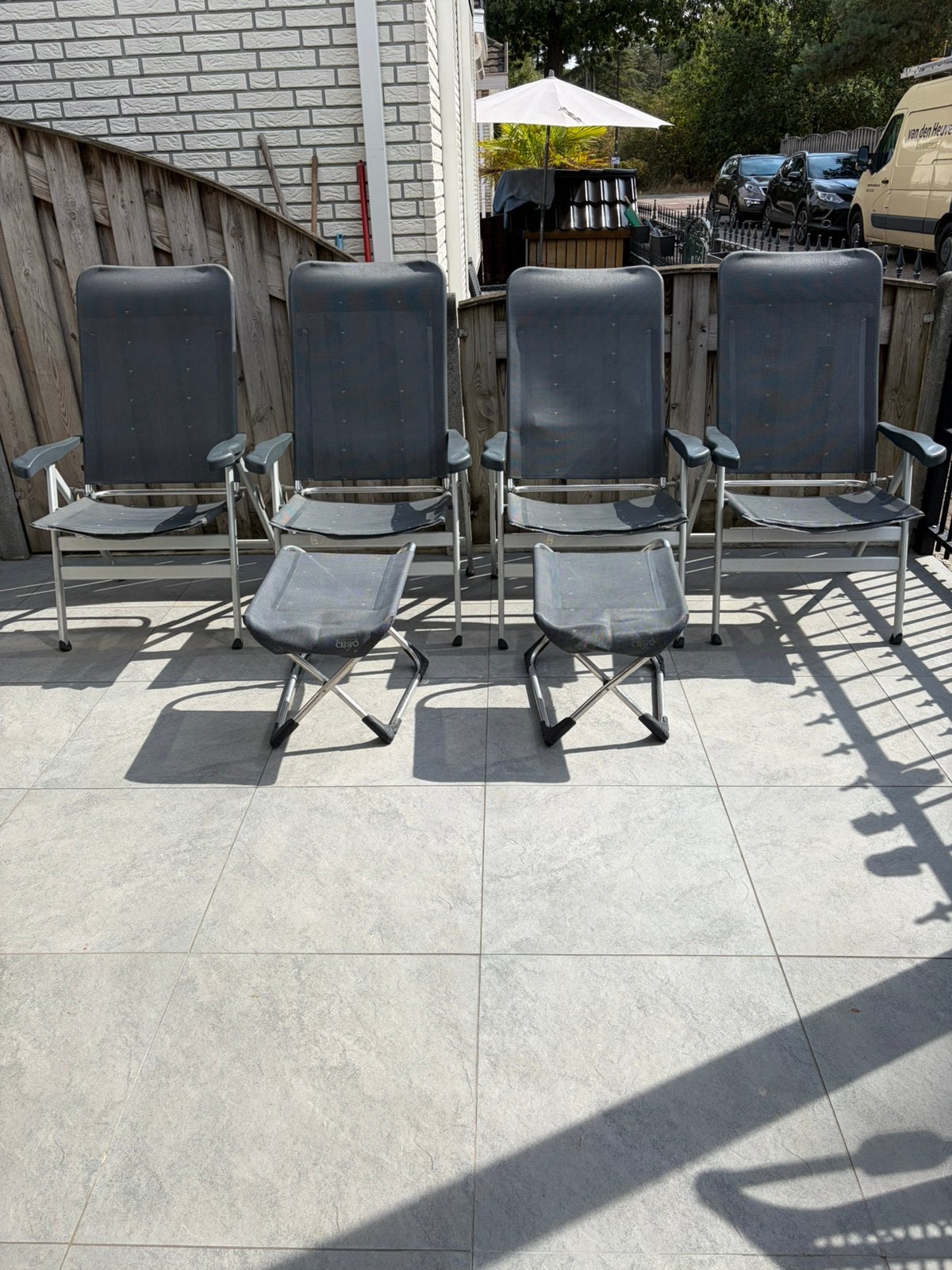 Crespo camping stoelen extra breed en 2 voeten bankjes, Ophalen of Verzenden, Campingstoel