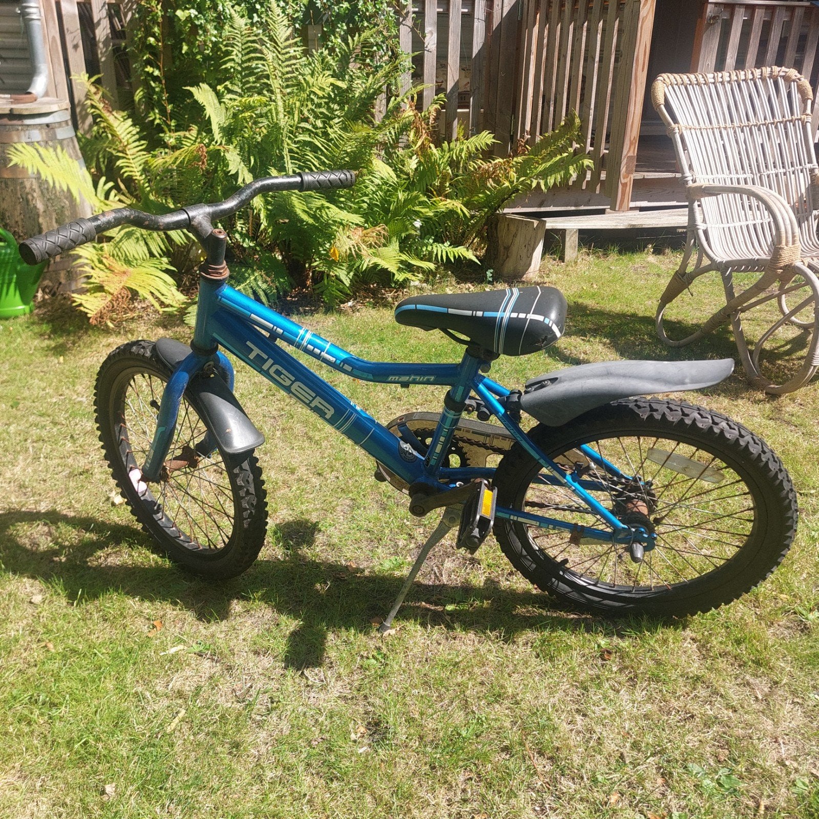 Blauwe kinderfiets Tiger 16 inch, Ophalen, Terugtraprem, Tiger, 16 tot 20 inch