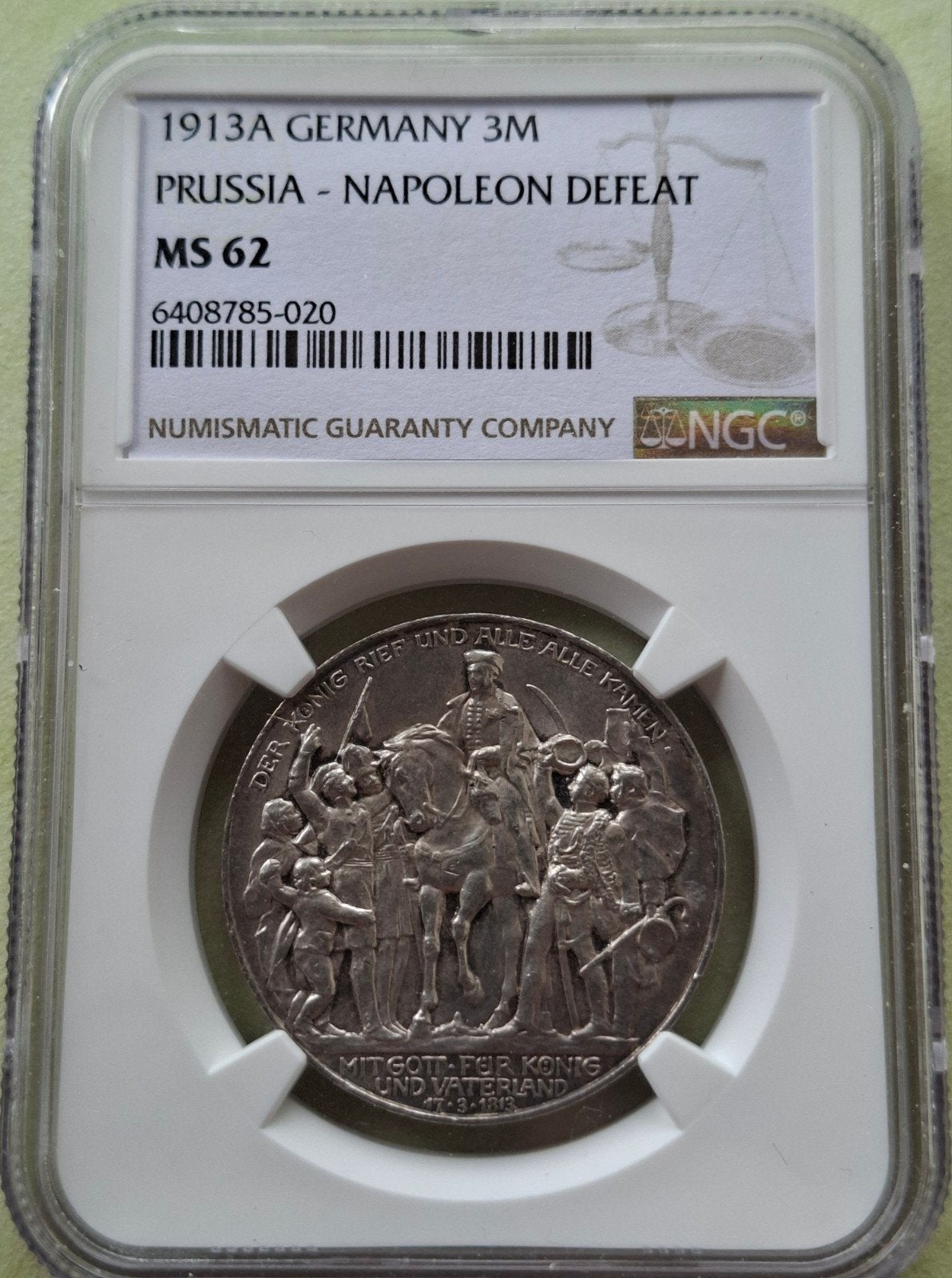 Munt Duitsland 3 Mark  NGC MS62, Postzegels en Munten, Munten | Europa | Niet-Euromunten, Ophalen of Verzenden, Duitsland, Losse munt