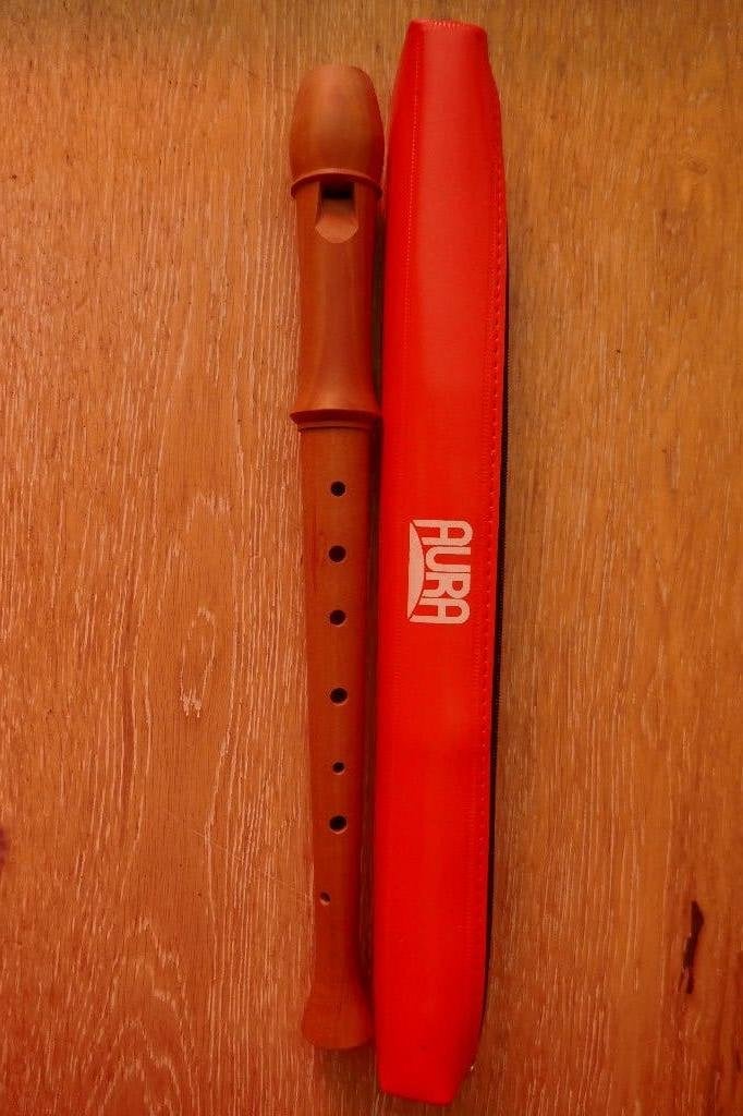 mooie Aura houten blokfluit met hoes, Ophalen of Verzenden, Zo goed als nieuw, Sopraan of Sopranino, Met koffer, hoes of etui