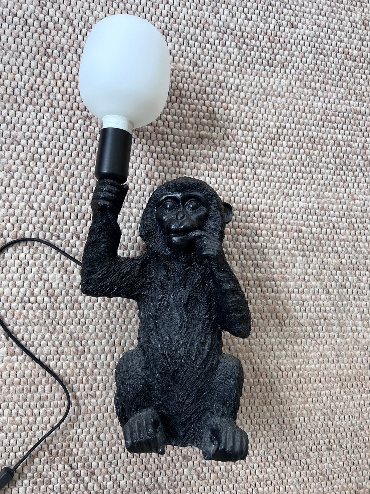 Light & Living Tafellamp Monkey Zwart 34cm, Kunststof, Nieuw, Zwart, Light & Living