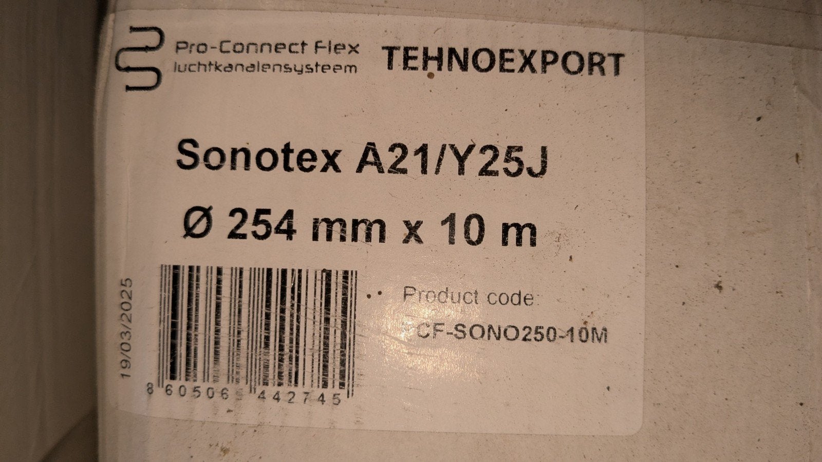 Sonotex A21/Y25J Luchtkanaal Ø 254 mm x 10 m, Ophalen, Nieuw, Ventilator en Afzuiger