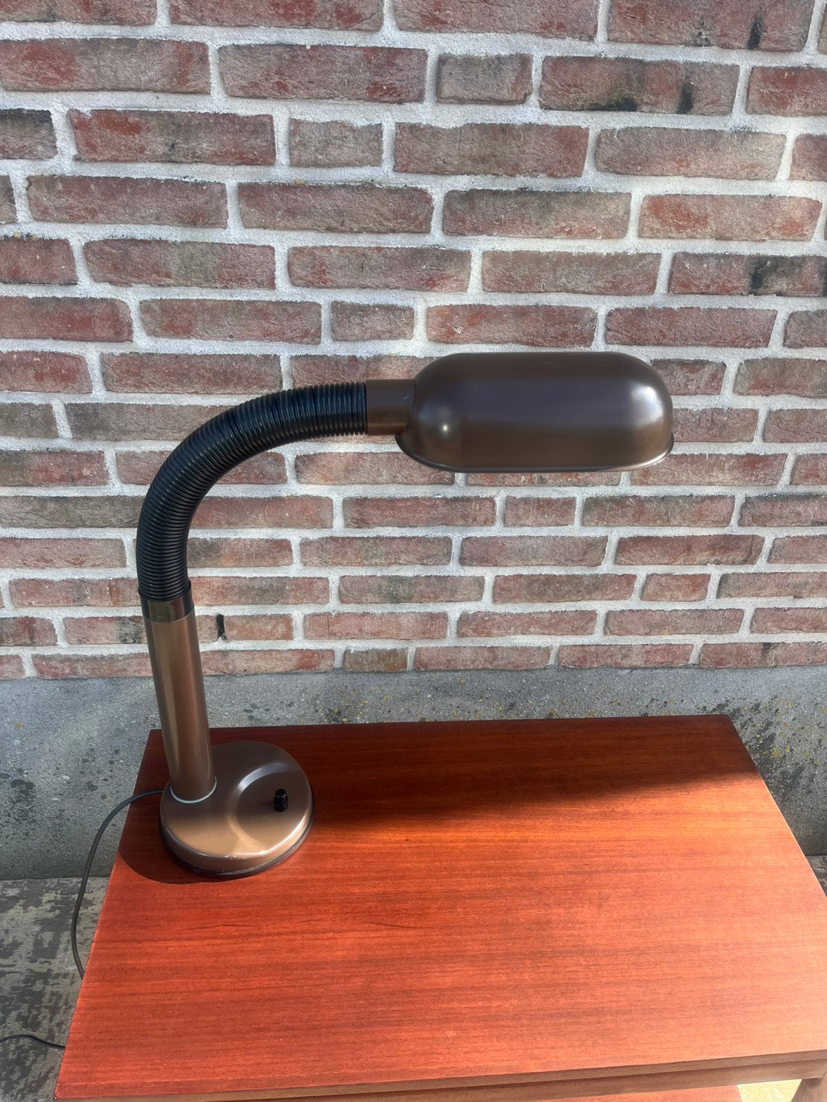 Vintage grote space age lamp van Herda, Gebruikt, Vintage grote space age lamp van Herda retro bruin jaren 70, 50 tot 75 cm, Ophalen of Verzenden