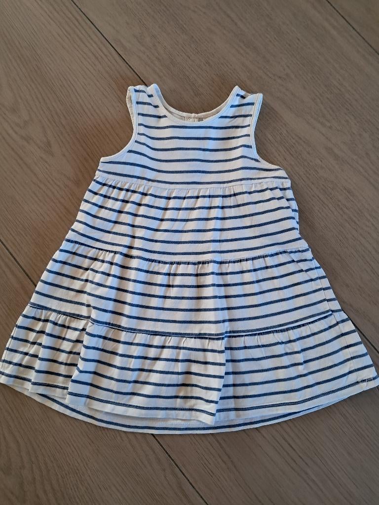K331 Wit blauw gestreept jurkje H&M maat 92, Kinderen en Baby's, Kinderkleding | Maat 92, Gebruikt, Meisje, H&M, Ophalen of Verzenden