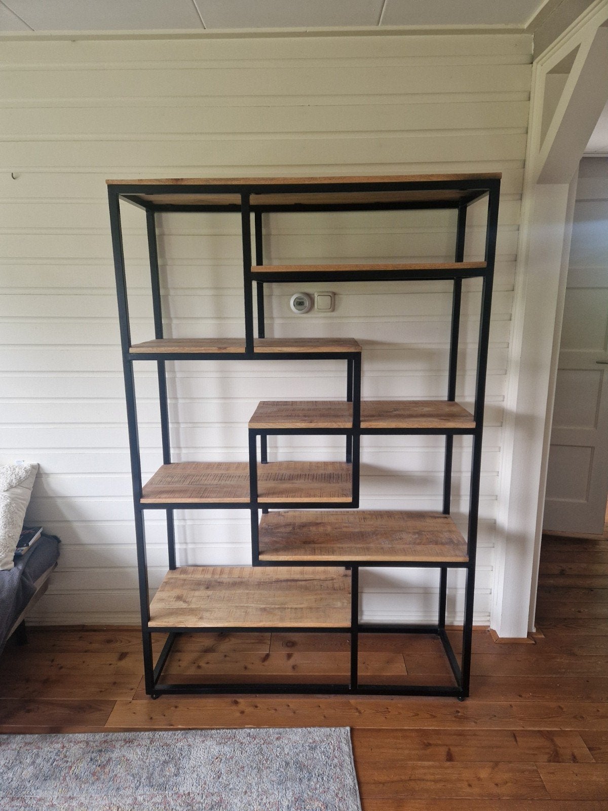 Robuuste industriële Mango Houten Vakkenkast - 120x185x40 cm, Huis en Inrichting, Kasten | Boekenkasten, Met plank(en), 100 tot 150 cm