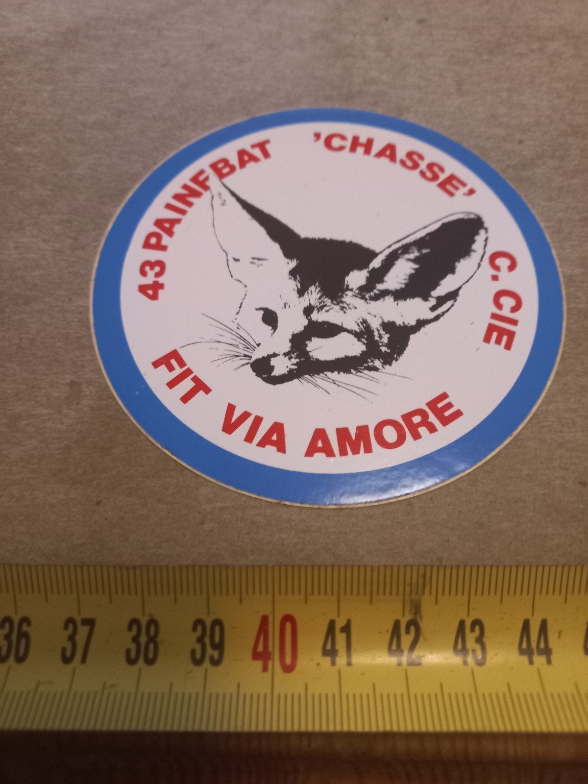 Vintage 'Chasse' Fennek Sticker - 43 Painfbat Fit Via Amore, Ophalen of Verzenden, Zo goed als nieuw, Overige typen