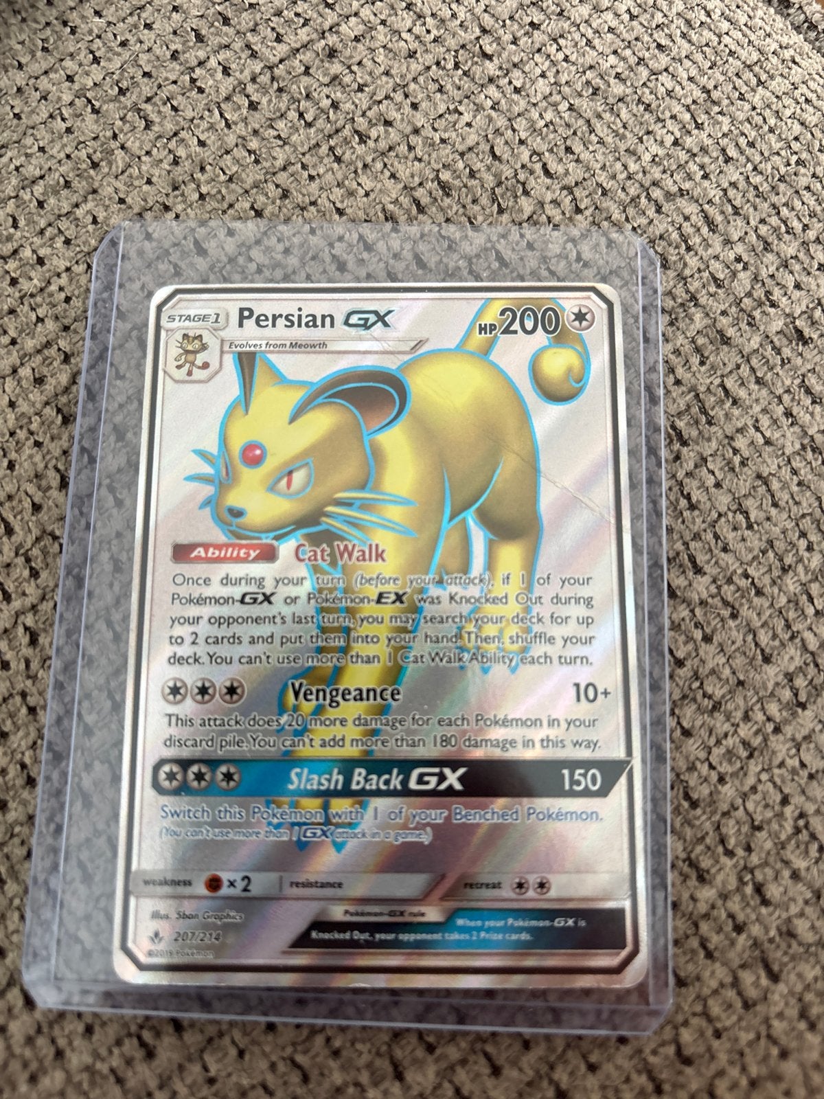 Perzische GX Pokémon Kaart - Zeldzaam en in Topstaat!, Ophalen of Verzenden, Nieuw, Losse kaart, Foil