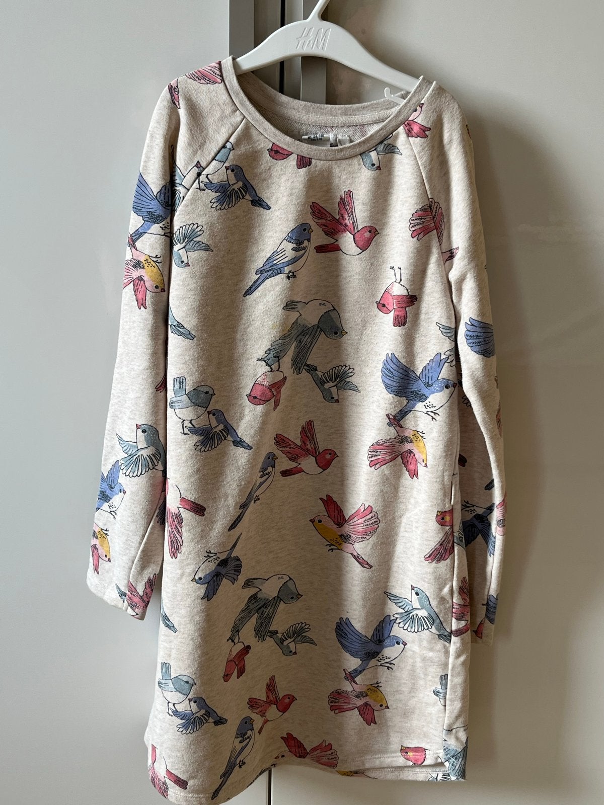Jurk met vogelprint - H&M L.O.G.G. (maat 134/140), Kinderen en Baby's, Ophalen of Verzenden, Zo goed als nieuw, Meisje, Jurk of Rok