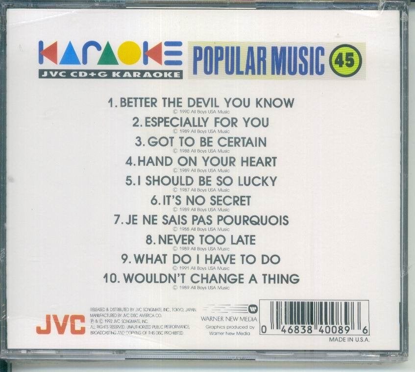 cd van Karaoke Popular Music 45 [ jvc CD+G], Verzenden, Zo goed als nieuw