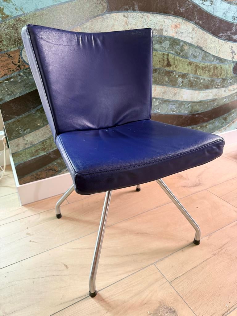 Gezocht harvink stoel, Gebruikt, Blauw, Leer, Ophalen of Verzenden