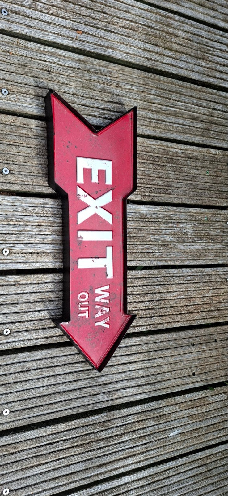 Vintage look Aluminium Exit Bord - Pijl Vorm, Ophalen of Verzenden