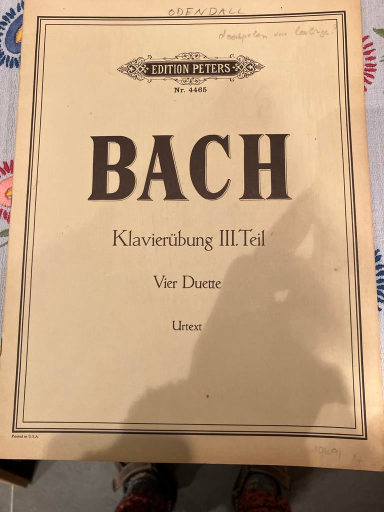 Bach Klavierübung III. Teil Vier Duette - Edition Peters, Muziek en Instrumenten, Bladmuziek, Gebruikt, Klassiek, Ophalen of Verzenden